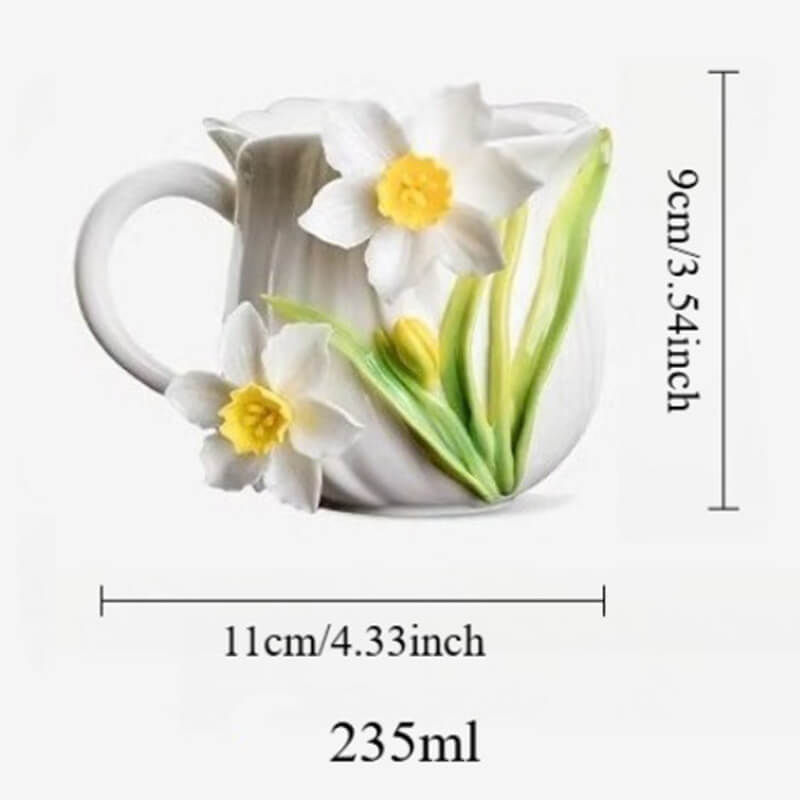 A06-190A-7 Sculpted Daffodil Art Mug