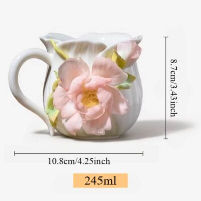 A06-207A-4 Sculpted Peony Art Mug