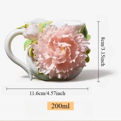A06-213A-4 Sculpted Peony Art Mug